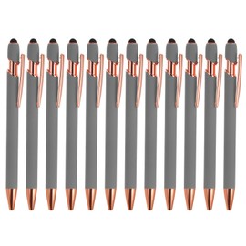 PATIKIL Ballpoint Pen with Stylus Tip, 12 Pack 2 in 1 Metal Pen Black Ink 1.0mm Medium Point Stylus Pen for Touch Screens Style 2, Gray
