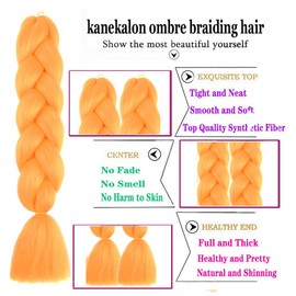 Braids Extensions, Pack of 3 Kanekalon Hair Jumbo Braid Extension 24 Inches, Ombre Braiding Hair Synthetic Hair for Braiding for Crochet Twist Braiding Hair A20 Orange