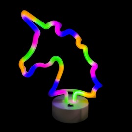 Pink Neon Heart Unicorn LED Light, USB & Battery Powered Table Lamp, Portable Night Light for Women, Ideal Valentine's, Lover's, Friend's Heart Light Gift, Neon Heart Sign (Unicorn Rainbow)