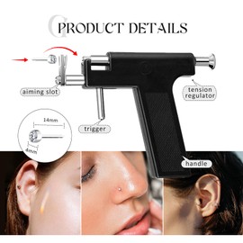 Glupez 26Pcs Ear Piercing Tool Reusable Ear Piercing Gun Kit Professional Beauty Kit Set Piercing Machine for Commercial or Home Use, Black