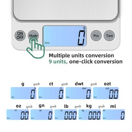 KUBEI Upgraded Larger Size Digital Food Scale Weight Grams and OZ, 10kg/1g Kitchen Scale for Cooking Baking, High Precision Electronic Scale with LCD Display