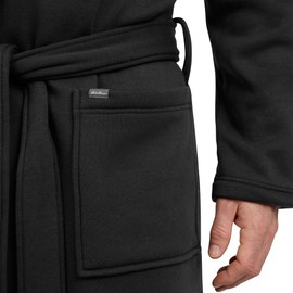 Eddie Bauer Mens Hooded Robe - Mens Luxury Robe with Hood and Pockets | Bathrobe for Men | Fleece Men's Robe | Mens Bath Robe (US, Alpha, Large, X-Large, Regular, Regular, Black)