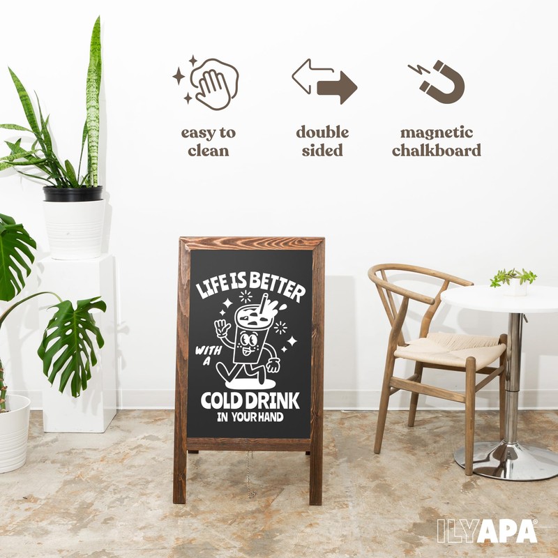 Ilyapa Wooden Sandwich Board Signs Outdoor A Frame Chalkboard Sign
