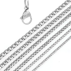 DonDon Men's Curb Chain Necklace Silver Stainless Steel Length 52 cm 20,5" Width 0,4 cm 0,16"