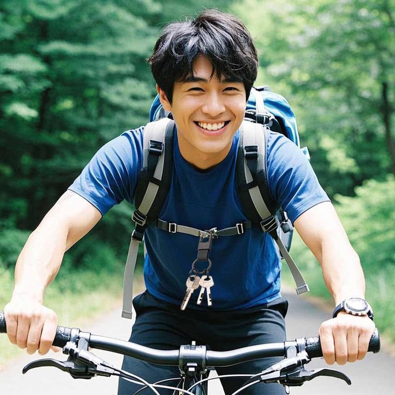 [Liangery] 高級メタルキーホルダー, デュアルリング付き, ブラック, レザーストラップ