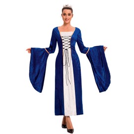 YTWS Pirate Costume Women Renaissance Viking Victorian Goth Elf Fairycore Dresses for Party Cosplay(Blue,XL)