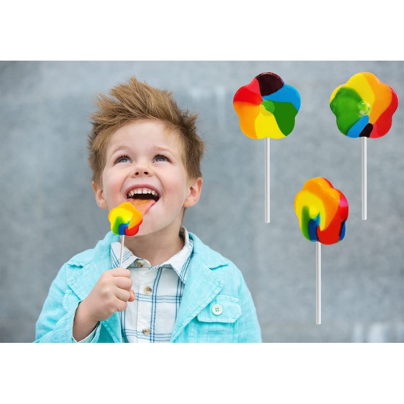 Rainbow Swirl Lollipop 3" Inch 45 Gram (6-Pack) Flower Sucker