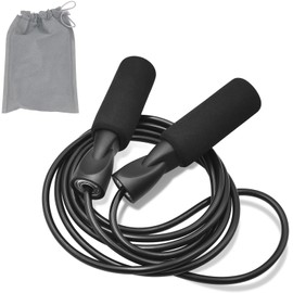 FEELCAT Jump Rope for Training, Fitness, Burning Calories, Jump Rope for Adults, Kids, Juniors, Adjustable Length, FC1801 (FC-Black)