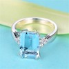 Creative 925 Sterling Silver Womens Rectangle Sapphire Ring Shiny 18K