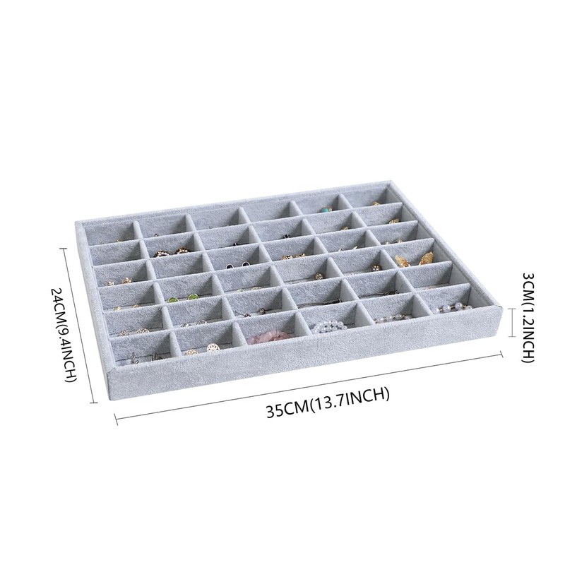 Wudygirl Earring Organizer Jewelry Tray for Drawer 13.7"x9.4" Gray