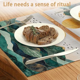Sunrise Placemats Set of 6,Golden Mountains Placemats Washable Kitchen Dining Linen Table Mats Stain Heat-Resistant for Home Party Indoor 12x18 inch