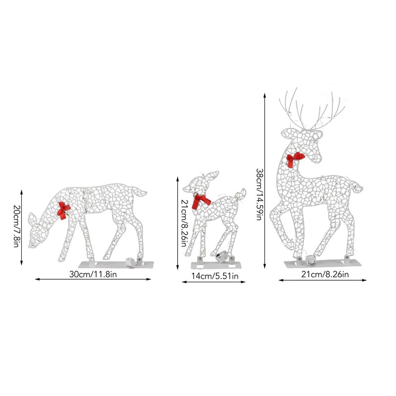 3Pcs Lighted Christmas Decoration Deer, Iron LED Reindeer Family Set,