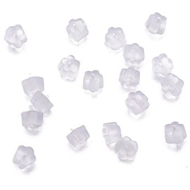 50 Pcs Clear White Soft Rubber Flower Shape Earrings Back Stoppers