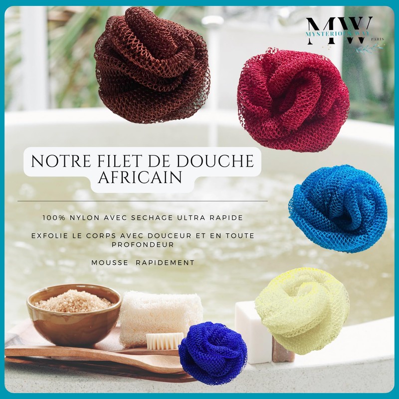 African Bath Net Sponge Washcloth Exfoliating Shower Bath Sponge (Purple)