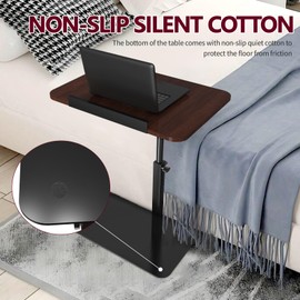 C Table for Sofa, 360° Swivel Small Side Table, C Table Adjustable Height, Living Room/Bedroom Small C Side, Tables for Small Spaces Table, Living Room Table, Bedroom Table, Bedside Table(Walnut)