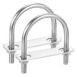 PATIKIL Round U-Bolts, 2 Pcs 2.24"(57mm) Inner Width 84mm Length M8 with Nut Plate Washer 304 Stainless Steel Round Bend U-Bolts for Boat Trailer Axle Sailboat