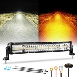 Auxbeam 22Inch 120W Dual Color LED Light Bar, 6 Modes Amber/White/Strobe Driving Fog Light, Spot Flood Combo Off Road Light Flashing Offroad Lighting for 4x4 UTV Trucks