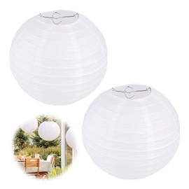Pack of 2 Round Paper Lampshade, Lanterns, White for Creative DIY Projects and Party, Garden, Wedding Decoration