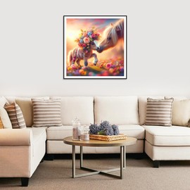 FHBUBPUP 5D Diamond Painting Kits for Adults, Horse Diamond Art Kits for Beginners- 5D Full Drill Round Flower Diamond Dot Gem Art, Craft Gift Suitable for Home Wall Decoration 12×12Inch