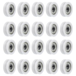 uxcell 20pcs U608ZZ Nylon Pulley U-Groove Ball Bearing 8x30x10mm U Groove Roller Wheel (GCr15) Chrome Steel Bearings, ABEC3