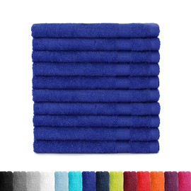 BaSaTex Terry Towelling Guest Towels 30 x 50 cm Set of 10 Guest Towels 100% Cotton Made in Green Colour: Royal Blue
