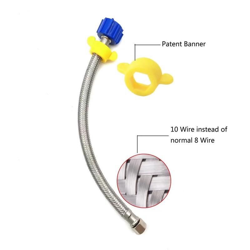 Klabb 12 Inch Toilet Supply Line Extension, 3/8” Female Compression
