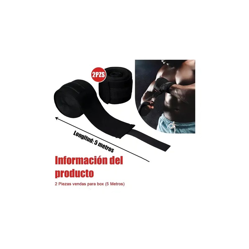 2 Piezas Vendas De Box Semielasticas De 5m Boxeo Vmim