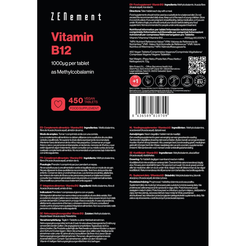 Vitamin B12 High Strength – 1000mcg VIT B12 as Active