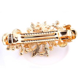 NYKKOLA Women's Multilayered Peacock Shaped Rhinestone French Barrette Hair Clip Blue