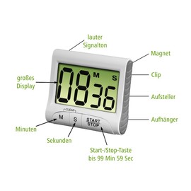 Xavax Countdown 00111319 Kitchen Timer Digital, White