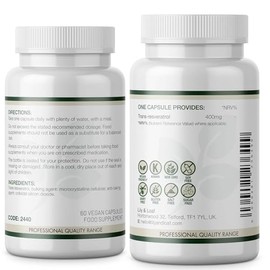 Trans-Resveratrol 400mg Antioxidant Supplement, 30 Capsules