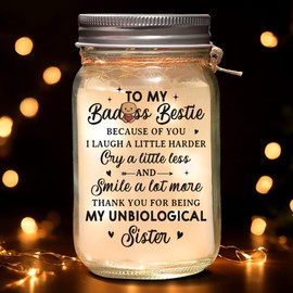 Joy Crafters Funny To My Bestie Plastic Mason Jars For Centerpieces Table Decorations, Best Friend Birthday Gifts For Women, Mothers Day Gifts For Besties Work Bestie, Mason Jar Decor 16 Oz With Lids