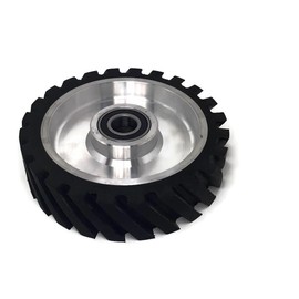 8 x 2" Belt Grinder Contact Wheel,Belt Sander Bearings Serrated Rubber Contact Wheels With 2 heavy Duty bearing 6205 RS