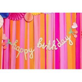 Rainbow, Heart and Cherry Happy Birthday Banner, Happy Birthday Hanging Decorations, Rainbow Birthday Party 1m