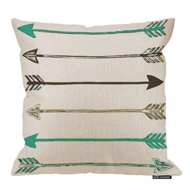 HGOD DESIGNS Decorative Square Pillow Covers Cushion Cover Arrow Throw Pillow Case 18X18 Inches Cotton Linen