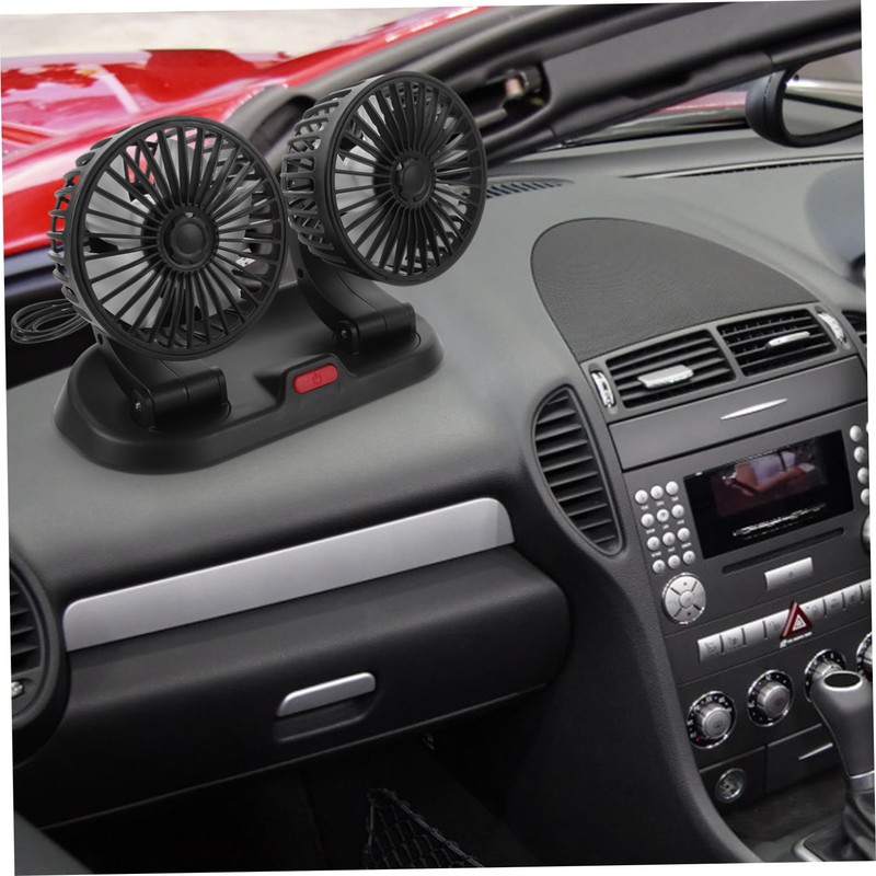 Mikinona Dual Head Car Fan Portable Vehicle Cooling Fan Rotatable