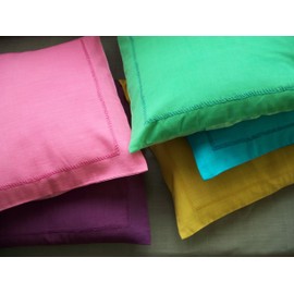 Gitika Goyal Home Khadi Chikanwork Cushion Cover Rice Design, 16 x 16, Purple