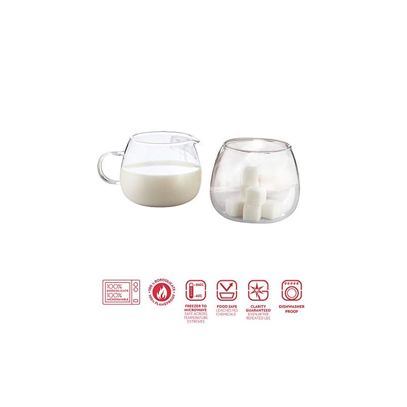 Borosil Sugar and cream Set | Ultra Clear | Dishwasher