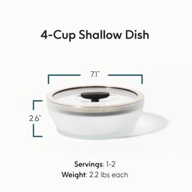 Anyday 4-Cup Microwave Cookware & Glass Container with Glass Lid, Plastic-Free Shallow Food Storage | Stackable Airtight Steamer with Vented Lid for Microwave-Safe Reheating, Steaming Vegetables