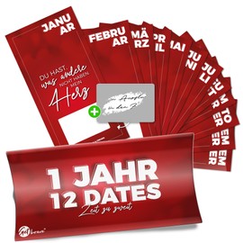 1 Year, 12 Dates – The Gift for Time Together – Dates to Fill Yourself with Scratch Sticker – Surprise for Birthday & Anniversary for Husband, Wife, Partner, Girlfriend & Boyfriend