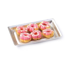 MyTinyWorld Dolls House Miniature Pink Flower Shaped Donuts