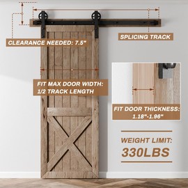 AONAYIOA 132"/11FT Sliding Barn Door Hardware Track Kit for Single Door, Combination Track Mode Barn Door Kit, Barn Door Track and Hardware Kit Fit 66" Wide Door Panel, Big Wheel Roller