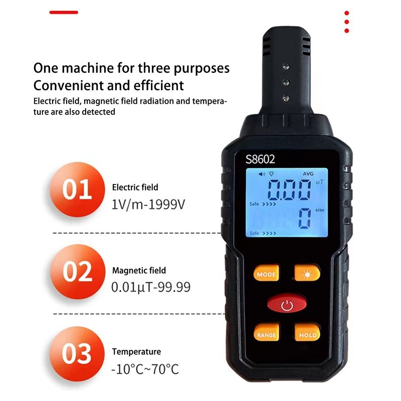 EMF Electromagnetic Field Measuring Instrument, 5 Hz-3500 Hz, 3 Functions,
