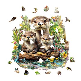 Jigfoxy Wooden Puzzle Adult, Otter Wooden Puzzle Adult, Wooden Puzzle, Unique Educational Toy in Animal Shape for Family Friends, L-50.8 x 50.8 cm, 670 Pieces