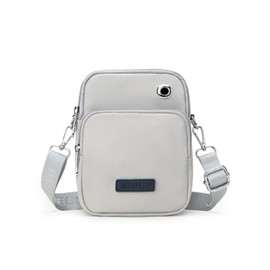 Wowcarbazole Women's Shoulder Bag, Smartphone Pouch, Cross-body Bag, Lightweight, Mini Shoulder Bag, Smartphone Pochette, Nylon Bag, For Walks, Outings, gray (light gray)