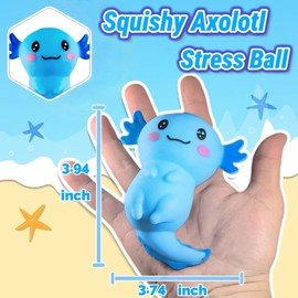 Axolotl Animal Dough Fidget Balls Squishy Toys, Blue Axolotl Squeeze Sugar Stress Ball for Adults, Anxiety Relief, Party Favors for Kids, Surprise Gift for Girls, Boys, Easter Basket Stuffers