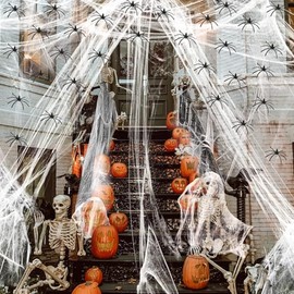 SPDCOW Halloween Decoracion, Telaraña Halloween de 1000 pies Cuadrados telarañas Decorativas de Halloween con 50 arañas falsasLa, Mejor opción para De