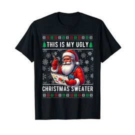 Santa sketching drawing This is my ugly sweater Christmas T-Shirt