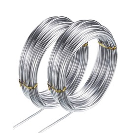YMWALK Aluminium Craft Wire, 2 Rolls Silver Aluminium Craft Wire for Jewellery Crafts, Model Making, Fittings and Sculptures (2 mm x 10 m)