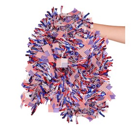 33Ft 4th of July Fluffy Tinsel Garland Patriotic Decorations Indoor